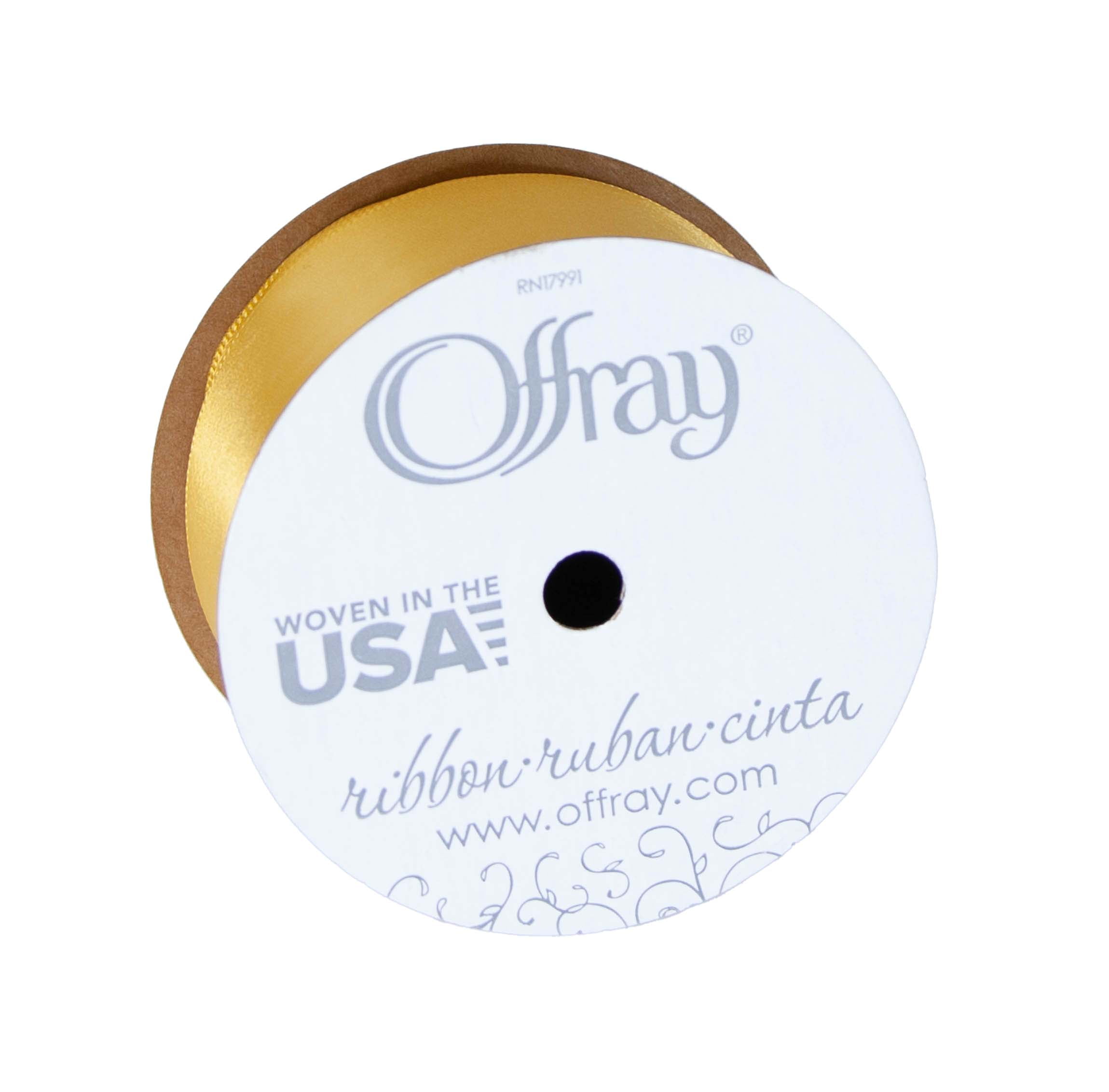 (3 pack) Offray Ribbon, Yellow Gold 1 1/2 inch Single Face Satin Polyester Ribbon, 12 feet