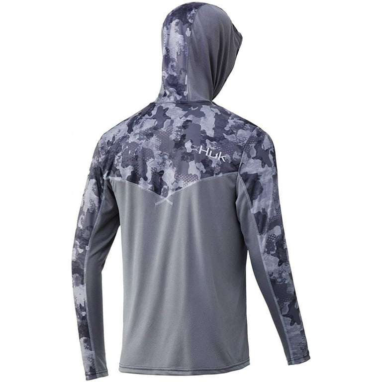 Huk Youth Icon X Refraction Camo Storm X-Small Long Sleeve Hoodie Fishing  Shirt 