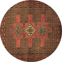 Ahgly Company Indoor Round Persian Brown Traditional Area Rugs, 4' Round