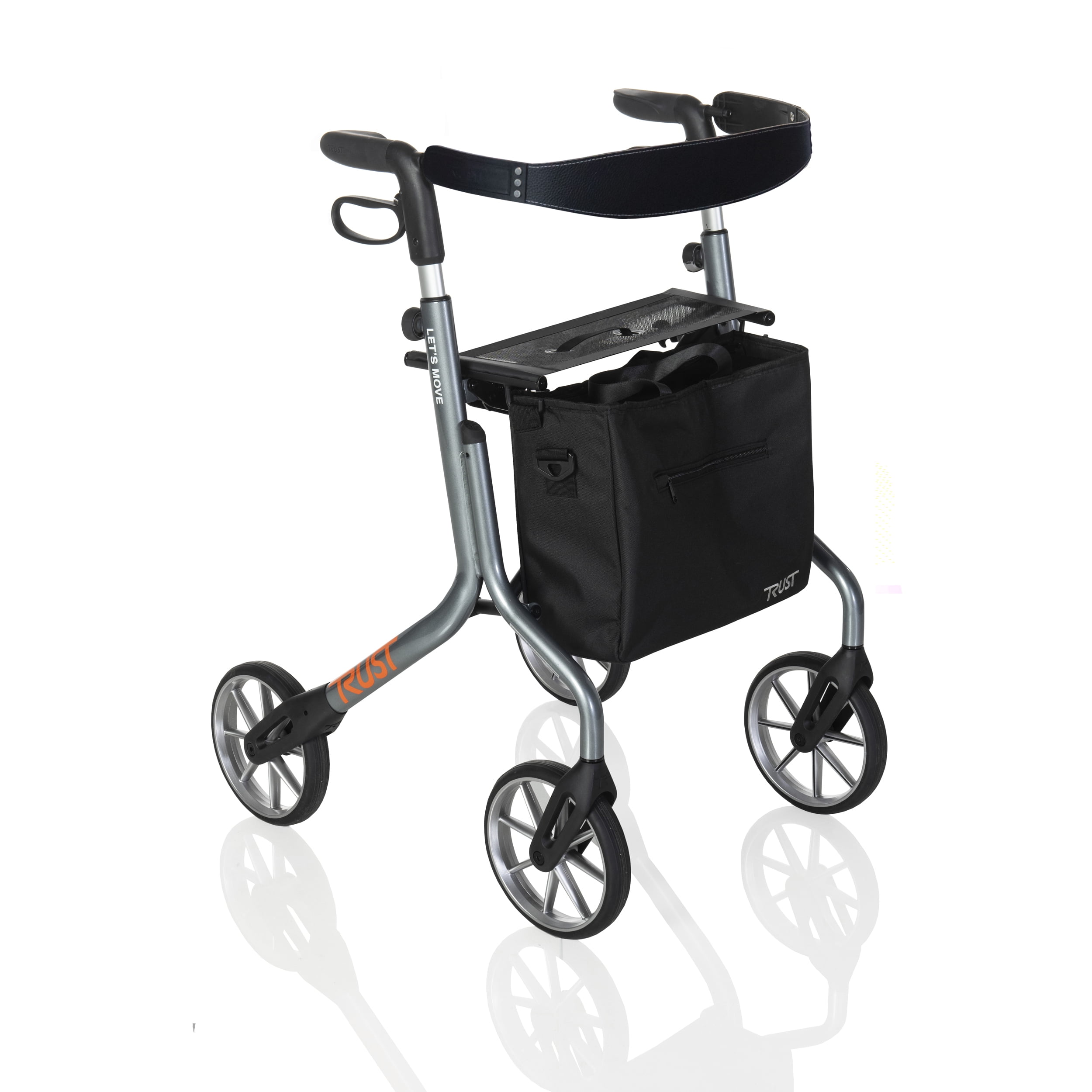 Stander Let’s Move Rollator, Lightweight FourWheel Euro Style Walker with Seat and Locking