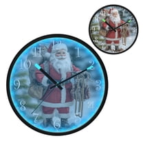 Voice Activated Clock with Glow Light 12 Inch Large Silent Wall Clock Battery Operated for Home Decor Santa Claus