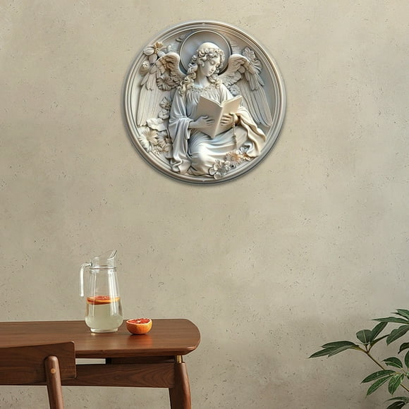 TIMIFIS Décoration d'Élément Ange en Aluminium, Pendentif Décoratif Rond en Aluminium Épaissi 20x20 cm Convenant à la Décoration de la Maison, Articles pour la Maison, Déco Maison