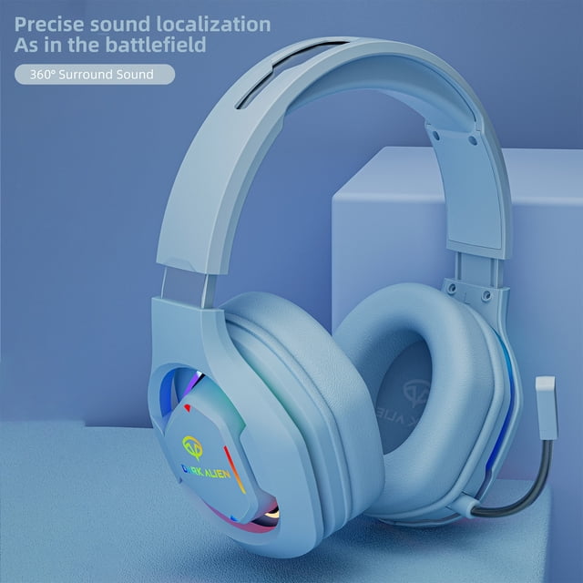Casque de Jeu Filaire, Écouteurs de Jeu Circum-Auriculaires avec Microphone à Réduction de Bruit, Casque de Jeu RVB avec Haut-Parleurs de 50 mm, Casque Filaire USB Type-C pour PC ^