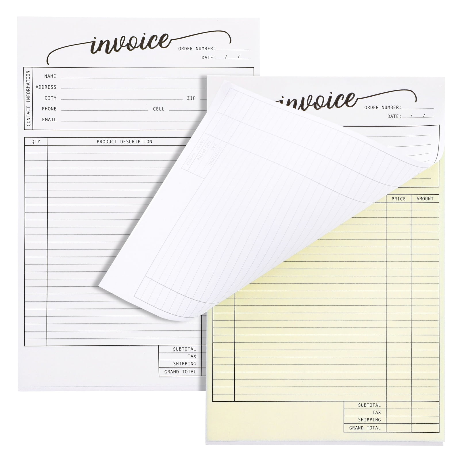 2 pack carbonless order forms for small business 100 sheets each 5 5 x 8 5 in walmart com