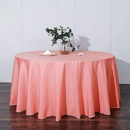 

132 in Coral Polyester Round Tablecloth Party Supplies Wedding Linens