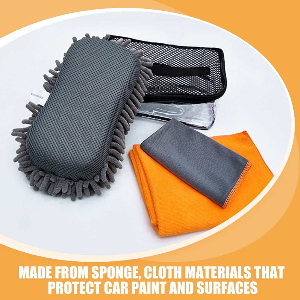 LEXSOMEO 1 Set Auto Detailing Set Car Washing Sponge and Ultra-Absorbent Cloth Drying Towel for Car Cleaning Drying and Polishing