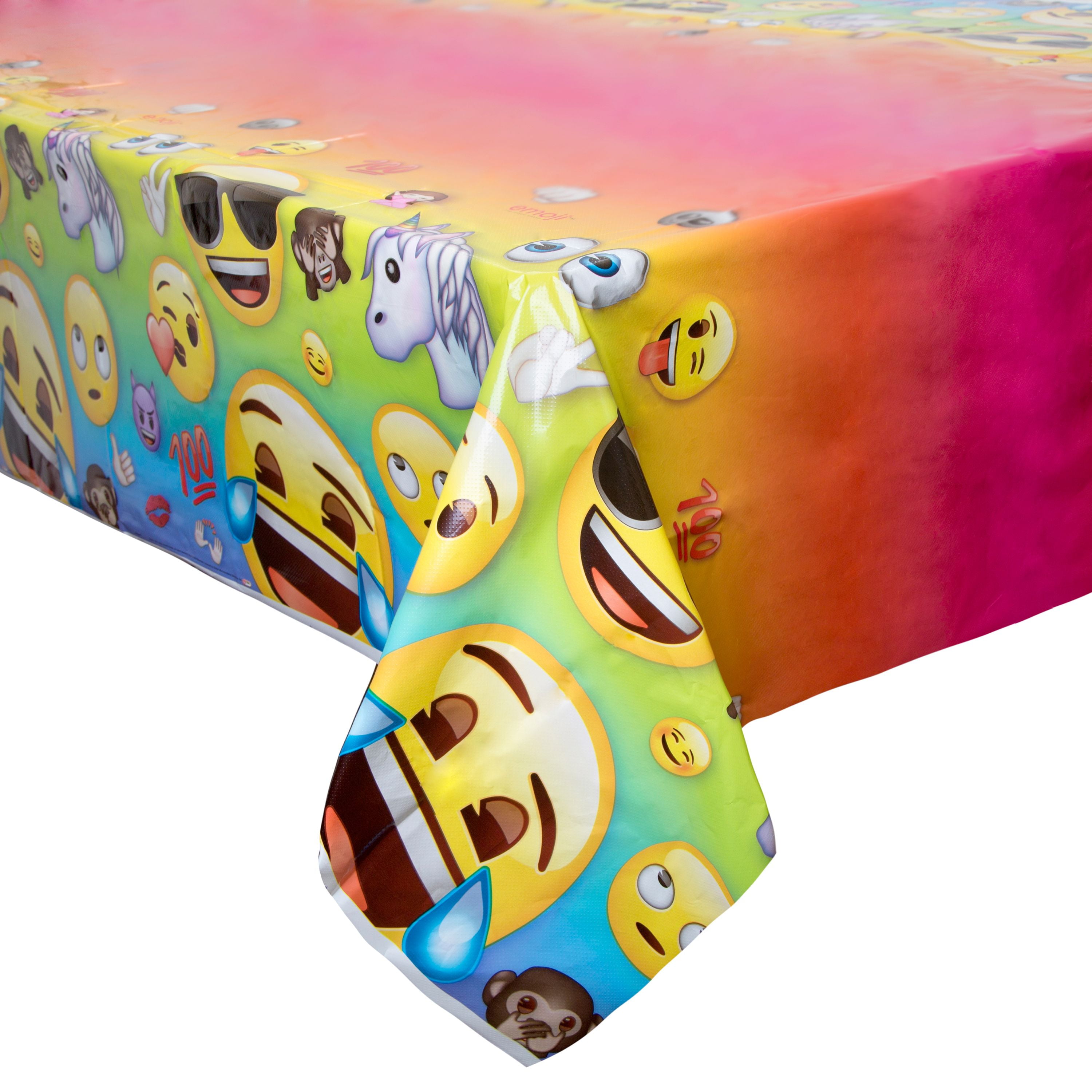 Plastic Emoji Table Cover, 84" x 54"