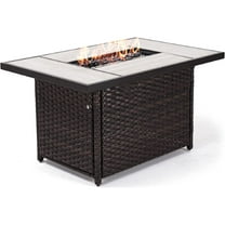 GRAND PATIO 29x43" Outdoor Dining Gas Heat Table, 50000 BTU, Ceramic Tile Top, Resin Wicker Base
