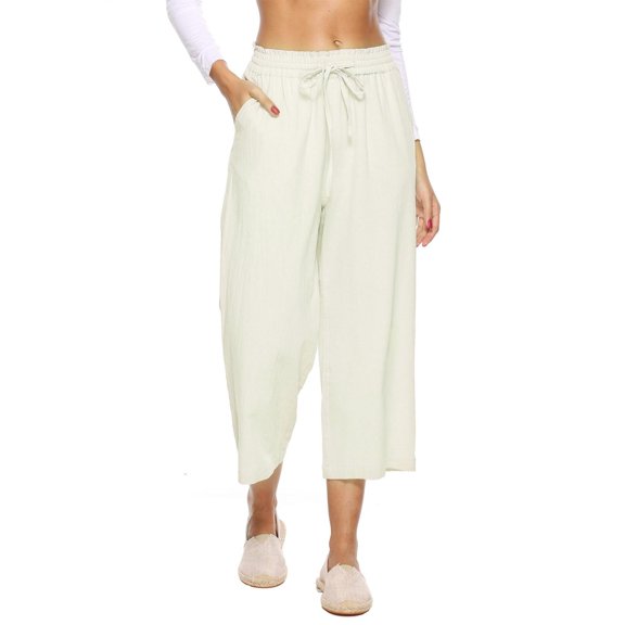 EDFBUYKRS Female Women Pants Casual Women Pants Petite Women's Casual Elastic Waist Tapered Pants Trousers with Drawstring S