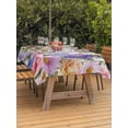 thumbnail image 3 of Outdoor Tablecloth with Umbrella Hole for Patio/Picnic/Party/Camping, Purple Pink Floral Waterproof Table Cloth Rectangle Table Cover Washable, Spring Watercolor Country Flower (54"x 80"), 3 of 8