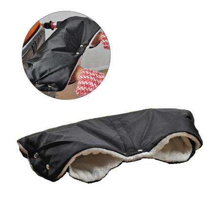 Niceauty Black Pram Warmer Gloves Soft Windproof Hand Muff Fits Most Jogger Strollers
