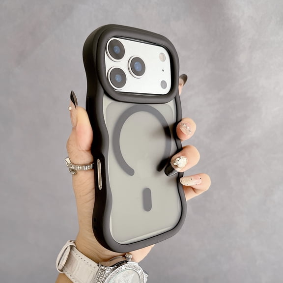 for iPhone 17 Magnetic Case, Compatible with Mag-Safe, Wave Edge Skin-Feel Slim Translucent Backplane Shockproof Bumper Anti-Scratch Protective Cover for iPhone 17, Black