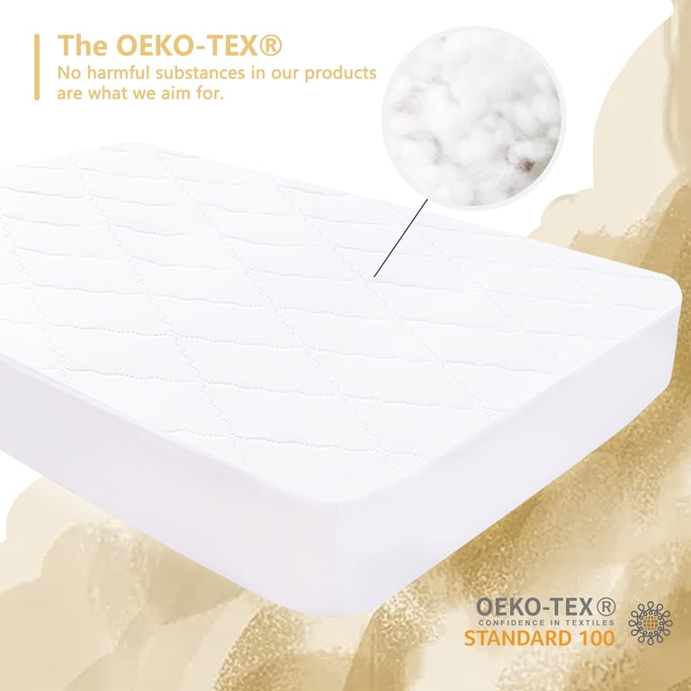 GRSSDER Waterproof Crib Mattress Protector Pad - Extra Soft, Breathable, Fits Standard 52x28" Crib, Snow White