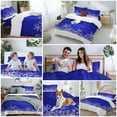 thumbnail image 5 of Blue Snowflakes Comforter Set Full Size, Winter Xmas Blue White Nature Snow Scene Soft Bedding Set for Man Woman, 4 Pieces Duvet Cover Set with Fitted Sheet, 2 Pillowcases, 5 of 9