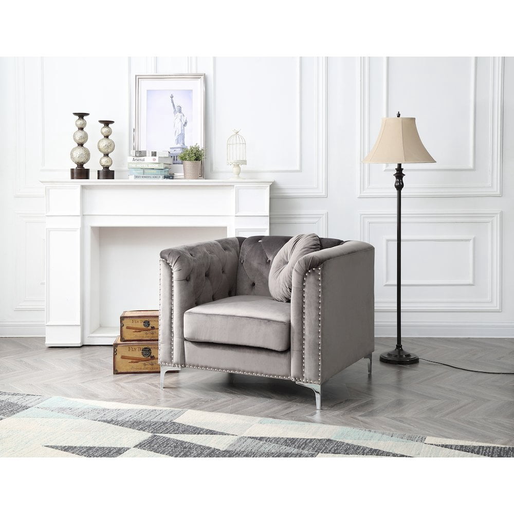 Glory Furniture Pompano Accent Chair in Dark Gray Color