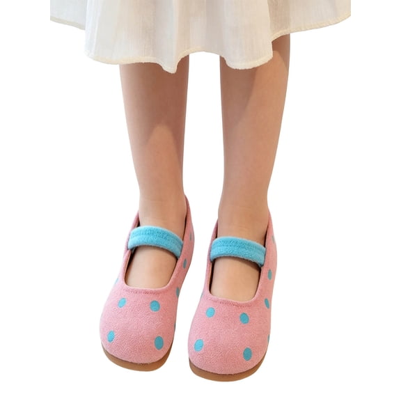 Busydd Toddler Slip on Shoes 2-14 Years Fashion Elastic Band and Polka Dots Girls' Mary Jane Shoes 25