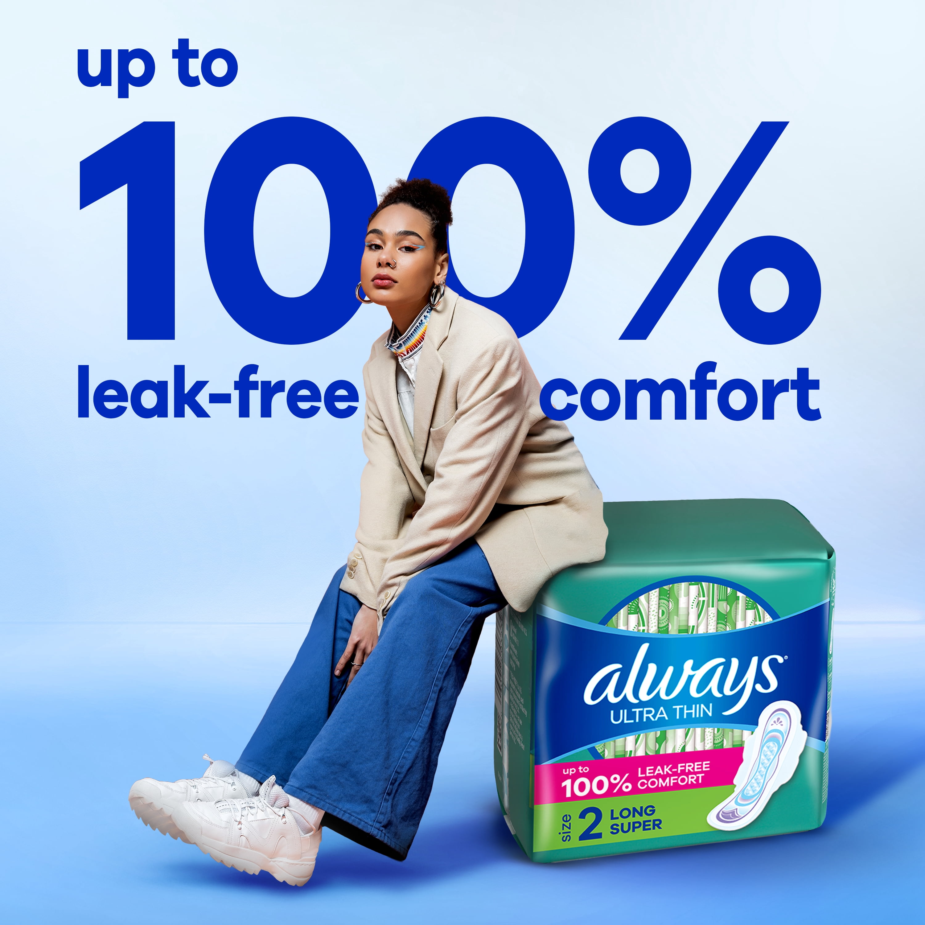 (3 pack) Always Ultra Thin Pads with Wings, Size 2, Long Super Absorbency, 42 Count