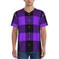 thumbnail image 4 of Haiem Hip Hop Hipster Baseball Jersey Button Down Shirts Sports Uniforms Men Women Jersey(Purple Buffalo Plaid,Medium), 4 of 9