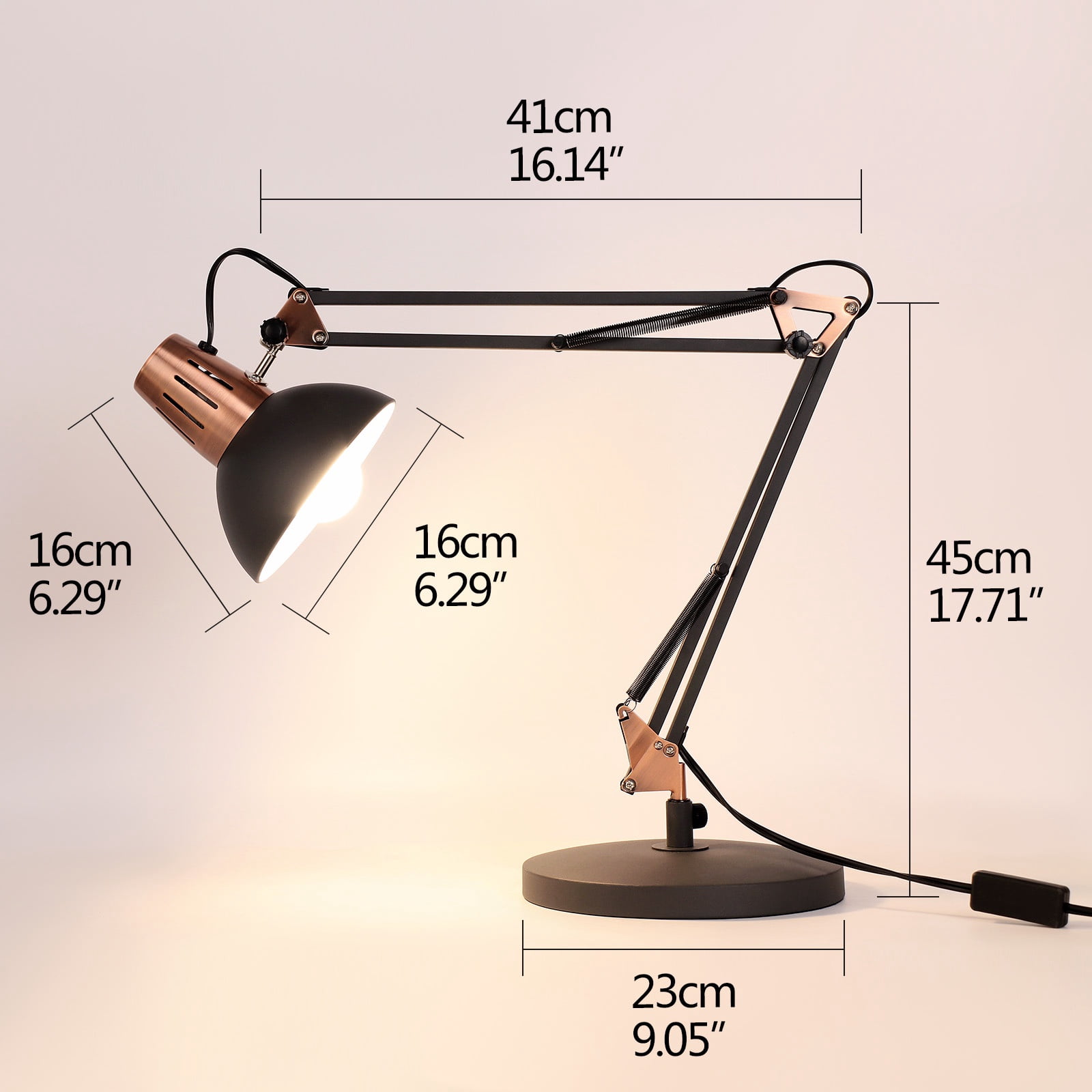 2-in-1 Industrial Swing Arm Clamp-On Desk Lamp, Adjustable Metal Task Light,Architect Drafting table Lamp for Home Office, Study, Workbench(No Bulbs)