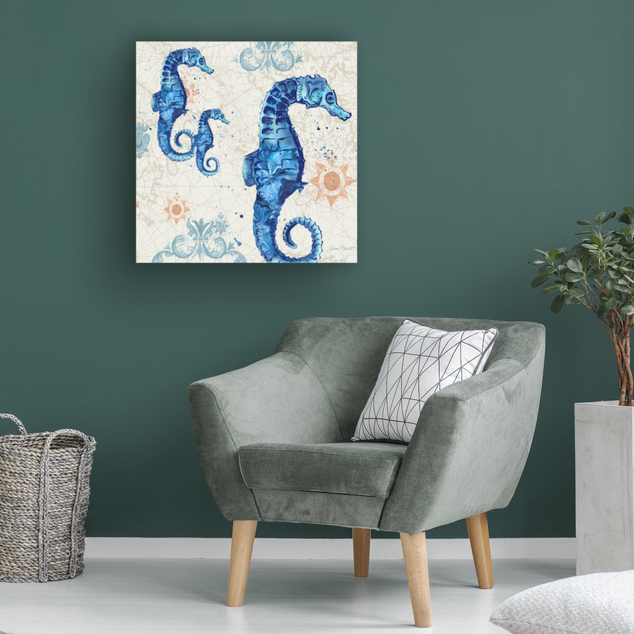 Canvas Wall Art - Jean Plout 'Coastal Collection B' Wall Art for Living Room, Bedroom, or Office Décor by Trademark Fine Art - 18 x 18 Inches