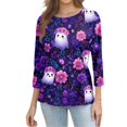 thumbnail image 4 of Halloween Shirts for Women CrewNeck Shirts Fall Halloween Funny Graphic 3/4 Length Sleeve Tops, 4 of 7