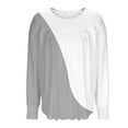thumbnail image 4 of FRSASU Womens Crewneck Sweatshirt Plus Size Color Blocking Casual Loose Fitting Tops Long Sleeve T Shirt Gray XXXXL(XXXXL), 4 of 6