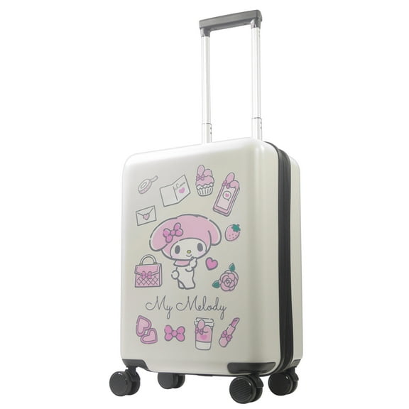 FUL Sanrio My Melody 22.5 Inch Carry On Luggage, Hardshell Rolling Suitcase with Spinner Wheels, White