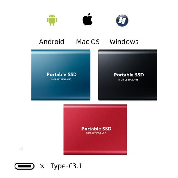 Disque dur externe portable de type C USB 3.1 compatible avec PC Windows,  Mac, Smart TV, Xbox One,Series X et PS4-PS5 Gris 1 To (S)
