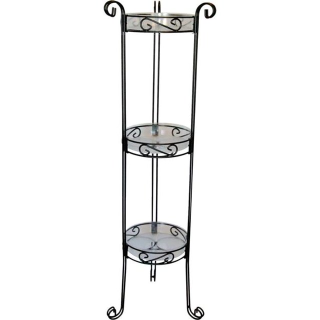 Deer Park Ironworks RN106B Support de Plante à 3 Niveaux avec Plateaux - Noir