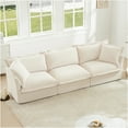 thumbnail image 3 of JERFIT 3-Seater Modular Sofa with Ottoman, Removable Chenille Slipcover, Deep Seated Couch with Pillows for Living Room, Apartment, Cream, 3 of 9