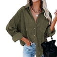 thumbnail image 1 of Camisa de pana con botones, chaqueta de pana con solapa de manga larga, blusas informales holgadas de gran tamaño, chaqueta para primavera y otoño, 1 of 6