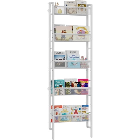 B8 Bookshelf Wall Mounted 5-Tier Wall Bookshelf for s Bookcases Organizer for Toys and Books Metal Book Shelves for Bedroom Living Room White