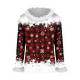 thumbnail image 4 of Hvot&aat Merry Christmas Sweaters for Women Faux Fur Trim V Neck Sweatshirts Xmas Graphic Long Sleeve Holiday Pullover, 4 of 6