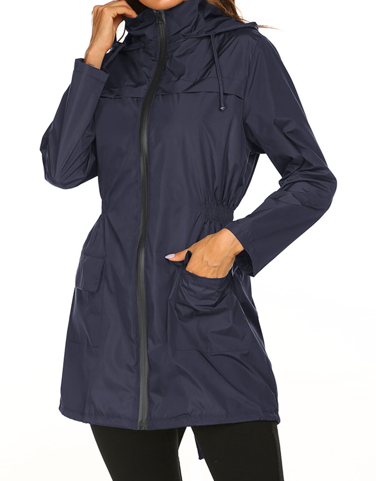 Zando Womens Waterproof Rain Jacket Women Packable Hooded Raincoat Women's Vintage Windbreaker Jacket Lightweight Anorak 