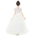 thumbnail image 6 of Ekidsbridal Girl Bridesmaid Flower Girl Dress - Ivory Floral Lace Short Sleeve with Rhinestone Ribbon LG2R3-A (Size: 2-12), 6 of 8
