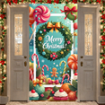 thumbnail image 5 of Gingerbread House Holiday Banner Christmas Decoration Cartoon Design Santa Theme for Christmas Party Children Celebration Indoor Decor, 5 of 9