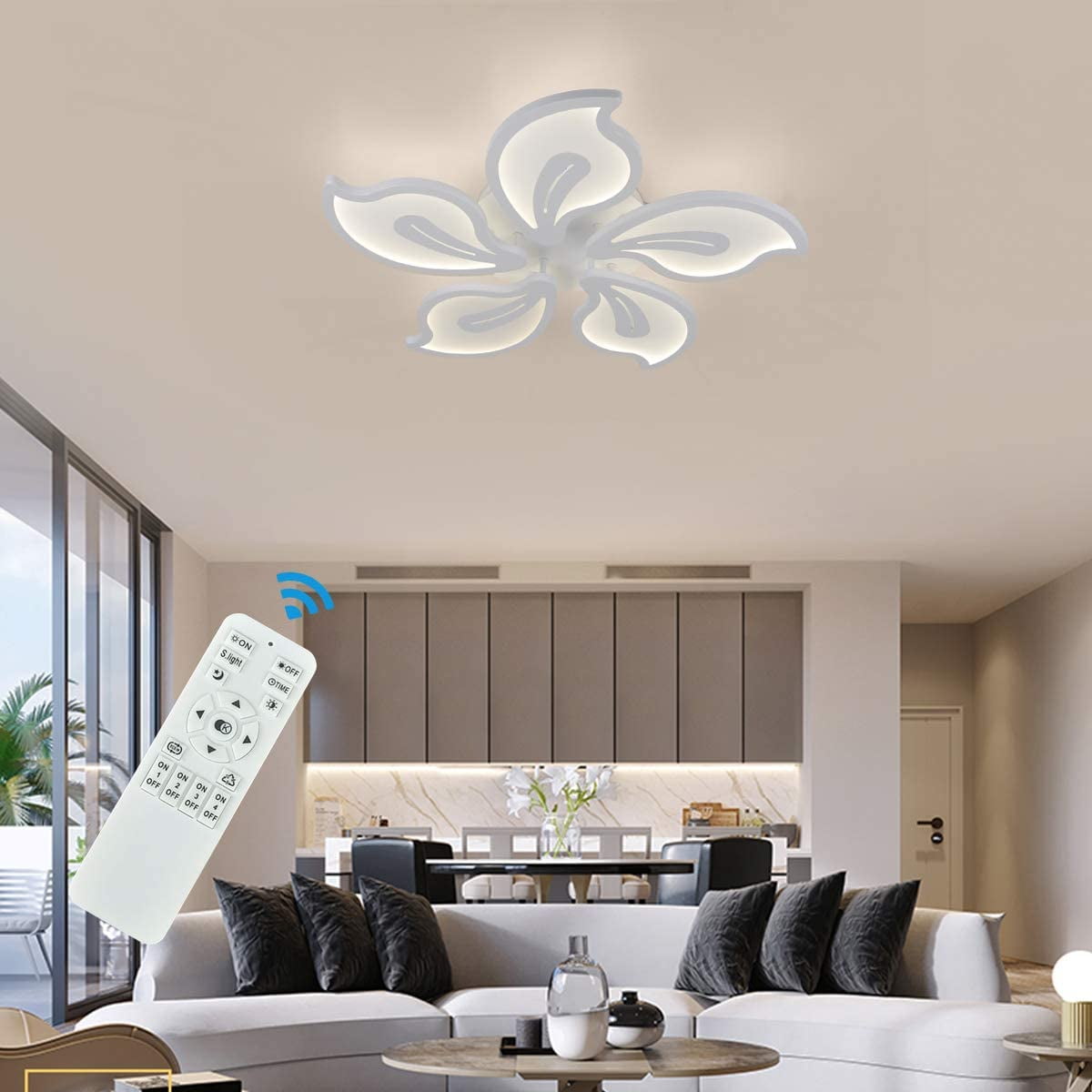 Garwarm LED Dimmable Ceiling Light, Acrylic Flush Mount Chandelier