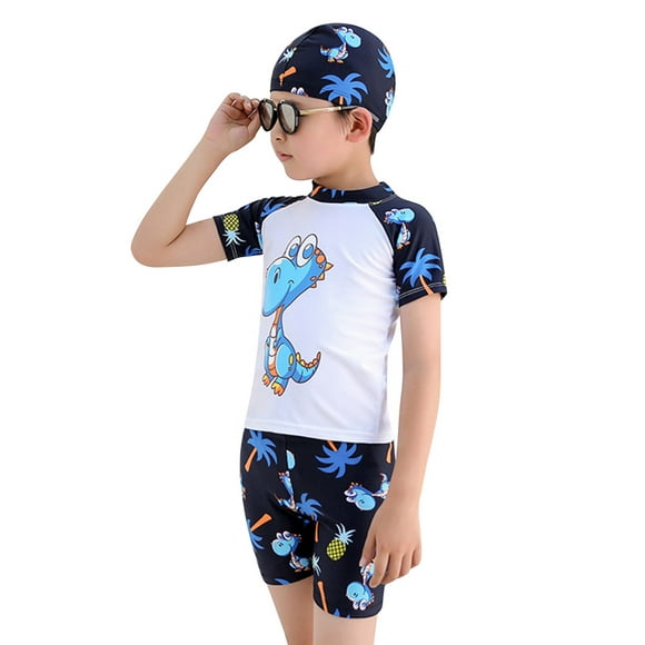 Kojooin 3pcs/set Children Boy Cartoon Dinosaur Pattern Swimsuit