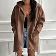 thumbnail image 6 of Plus Size Women's Oversized Loose Fit Zip Up Hooded Hoodie Coat Mid Length Jacket with Pockets Comfy Soft Cozy Casual Daily Wear Outerwear | CSEONE,Coffee 2XL, 6 of 9