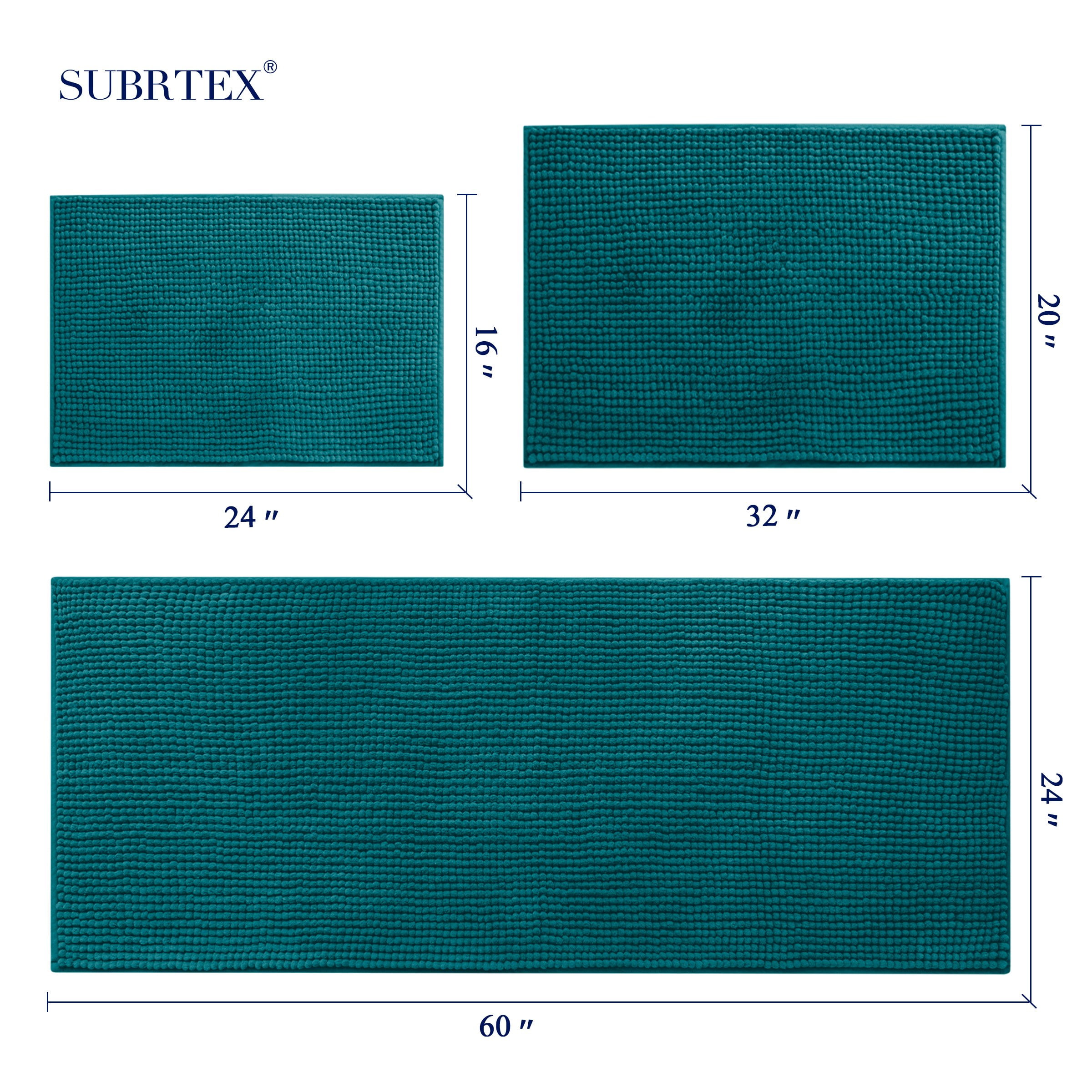 Subrtex Luxury Chenille Bathroom Rug Extra Soft and Absorbent Shaggy Rugs (Blue,20"*32")