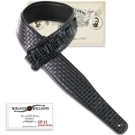 Walker And Williams GP-11 Gloss Black Basket Weave Strap W/Padded Glove Leather Back & Tapered Nose