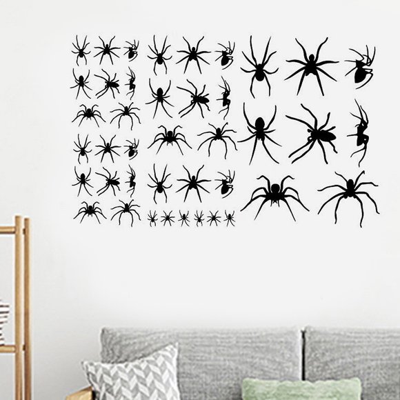 ETHZZLE Sticker 48x25cm 18.9x9.84Inch Black PVC Wall Decal for Living Room 2Pack