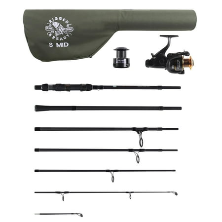 Rigged and Ready S Mid Rod & Reel Combination. Powerful Carp Predator and Light Sea rod + 2 tips + Case. 320 cm (10.5') + 270 cm (8.85') options + RR5000 fishing running/spin reel + spare spool