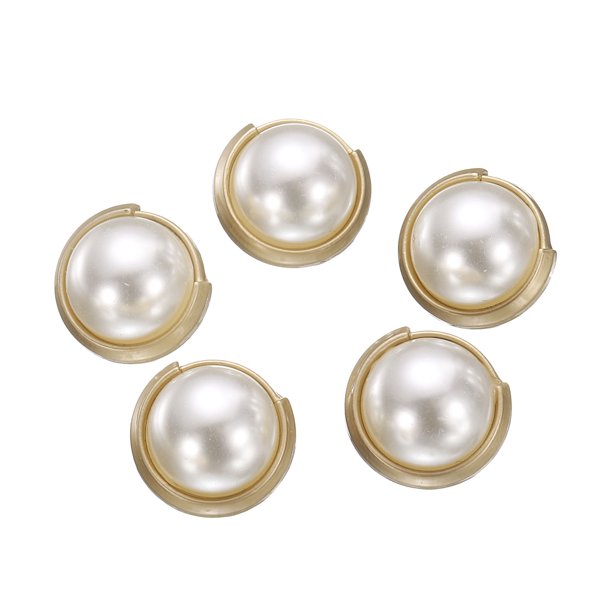 Uxcell 5 piezas 24L Botones de costura de metal dorado perla 15mm 5/8" Botones redondos para abrigo de mujer con vástago de plástico Reemplazo DIY Botón para decoración de ropa de costura, #6