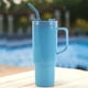 thumbnail image 3 of Vaso con agarradera Liso 1200 ml con popote, Azul, 3 of 7