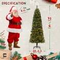 thumbnail image 2 of CAPHAUS 6 Feet Artificial Pre-lit Pencil Christmas Tree w/ 250 LED Lights, Premium Slim Christmas Tree w/ 618 Branch Tips Pre-Hinged & Foldable Stand, Skinny Christmas Tree, Pencil Tree, 2 of 9