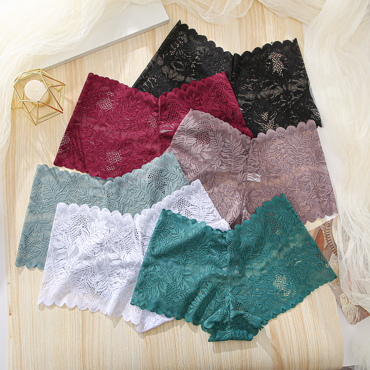 Finetoo Women's Lace Briefs with Embroidery Floral, 6-Pack photo 2