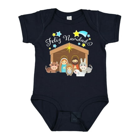 

Inktastic Feliz Navidad Cute Nativity Scene Gift Baby Boy or Baby Girl Bodysuit