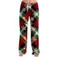 thumbnail image 4 of Wutalume Women's Winter Solid Color Pants with Drawstring and Christmas Print, Full Length Design for Casual and Sporty Activities,Dark Green L, 4 of 4