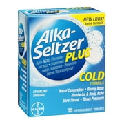 Alka-Seltzer Plus Cold Formula Effervescent Tablets Sparkling Original 36 Tablets Pack of 6